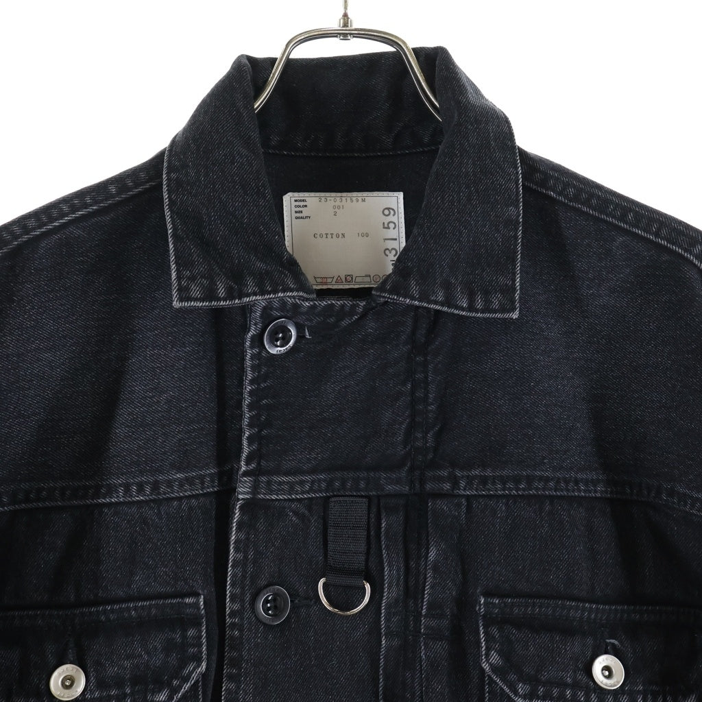 Sacai(サカイ) 23AW Denim Blouson ポインテッドカラー デニム ブルゾン ジャケット ブラック 23-03159M