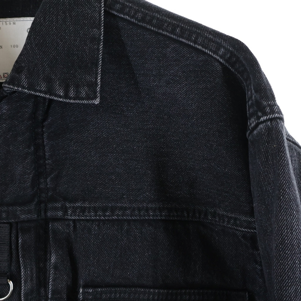 Sacai(サカイ) 23AW Denim Blouson ポインテッドカラー デニム ブルゾン ジャケット ブラック 23-03159M
