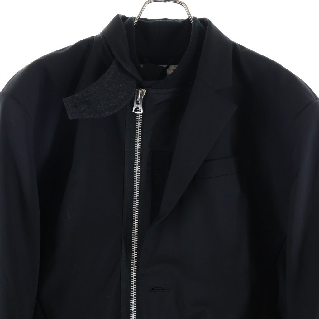 Sacai(サカイ) 23AW Suiting x Nylon Twill Jacket ナイロンツイル スーツジャケット ブルゾン ブラック 23-03116M