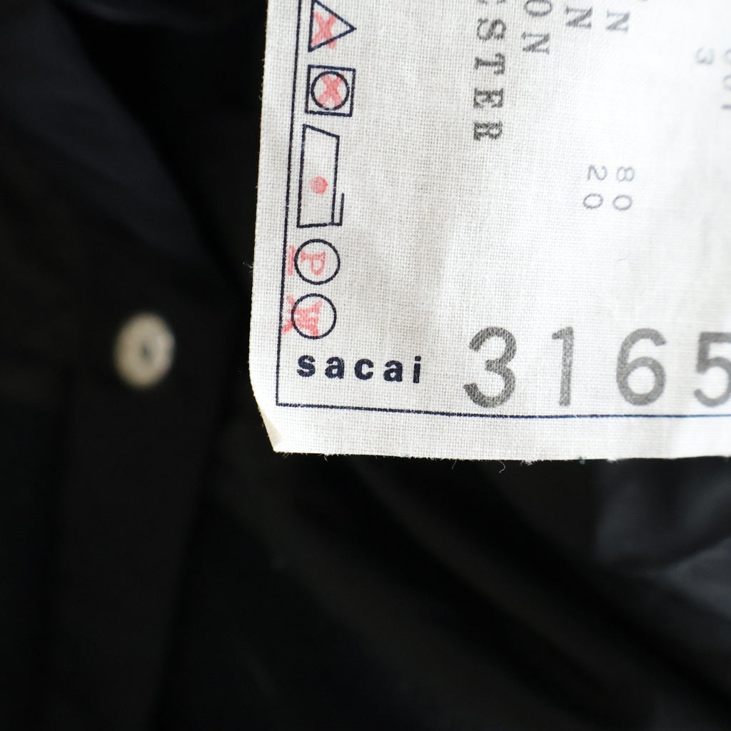 Sacai(サカイ) 23AW Nylon Twill Mix Knit Blouson ナイロンツイル ウール ローゲージニット切替 ジャケット ブルゾン ブラック 23-03165M