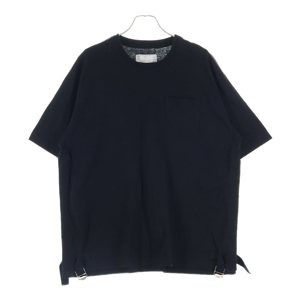 Sacai(サカイ) 23SS Cotton Jersey T-shirt コットン ジャージー フロントポケット ベルトデザイン 半袖Tシャツ カットソー ブラック 23-03061M