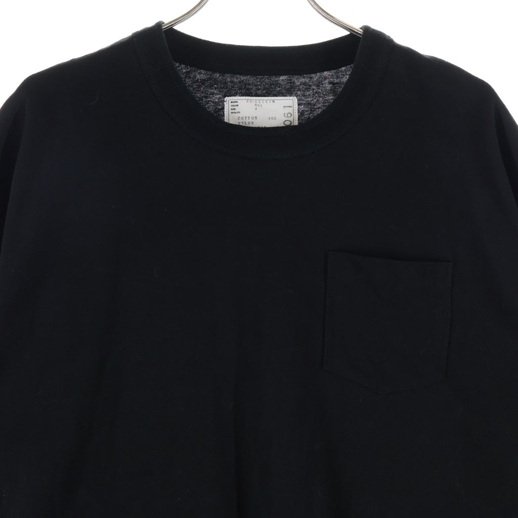 Sacai(サカイ) 23SS Cotton Jersey T-shirt コットン ジャージー フロントポケット ベルトデザイン 半袖Tシャツ カットソー ブラック 23-03061M