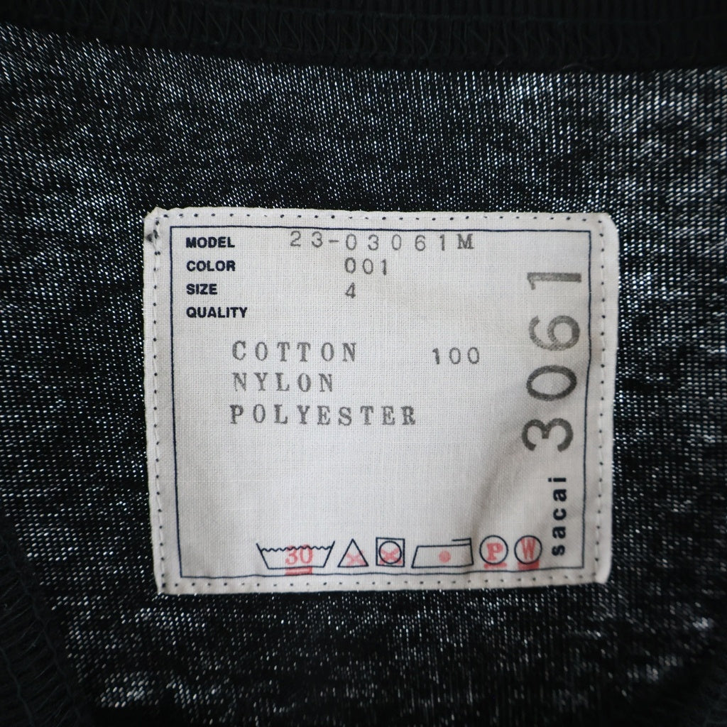 Sacai(サカイ) 23SS Cotton Jersey T-shirt コットン ジャージー フロントポケット ベルトデザイン 半袖Tシャツ カットソー ブラック 23-03061M
