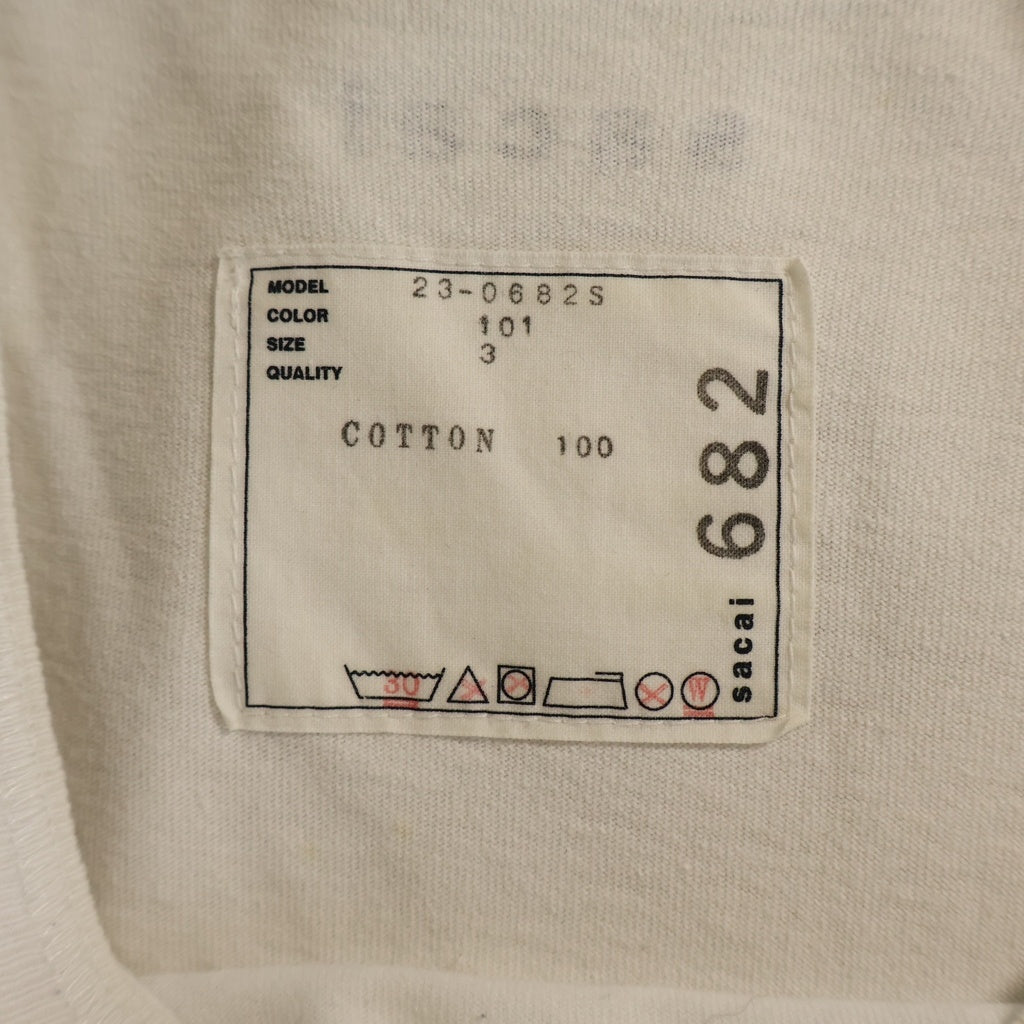 Sacai(サカイ) 23SS A MAGAZINE CURATED BY SACAI T-SHIRT エーマガジン キュレーテッド ロゴプリント 半袖Tシャツ カットソー ホワイト 23-0682S
