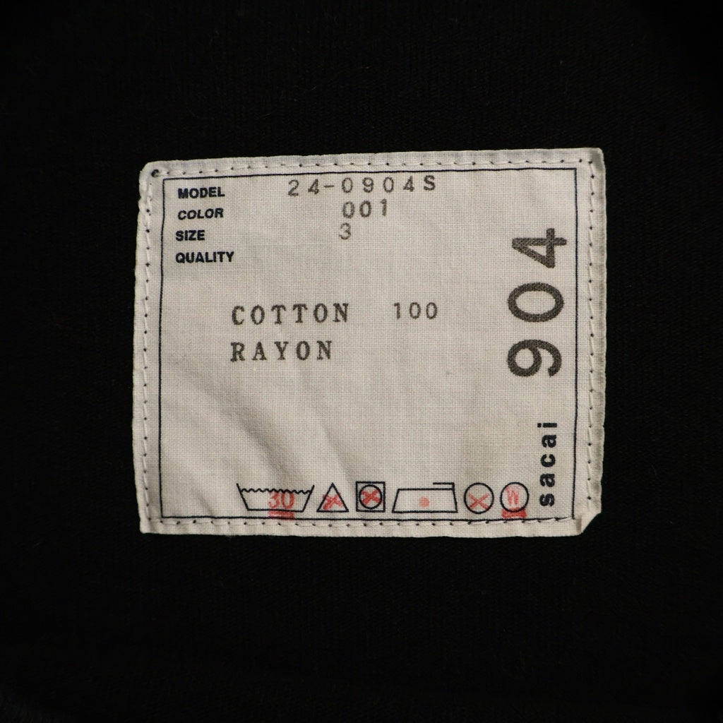 Sacai(サカイ) 24SS Embroidery T-Shirt ロゴ刺繍 クルーネック 半袖Tシャツ カットソー ブラック 24-0904S