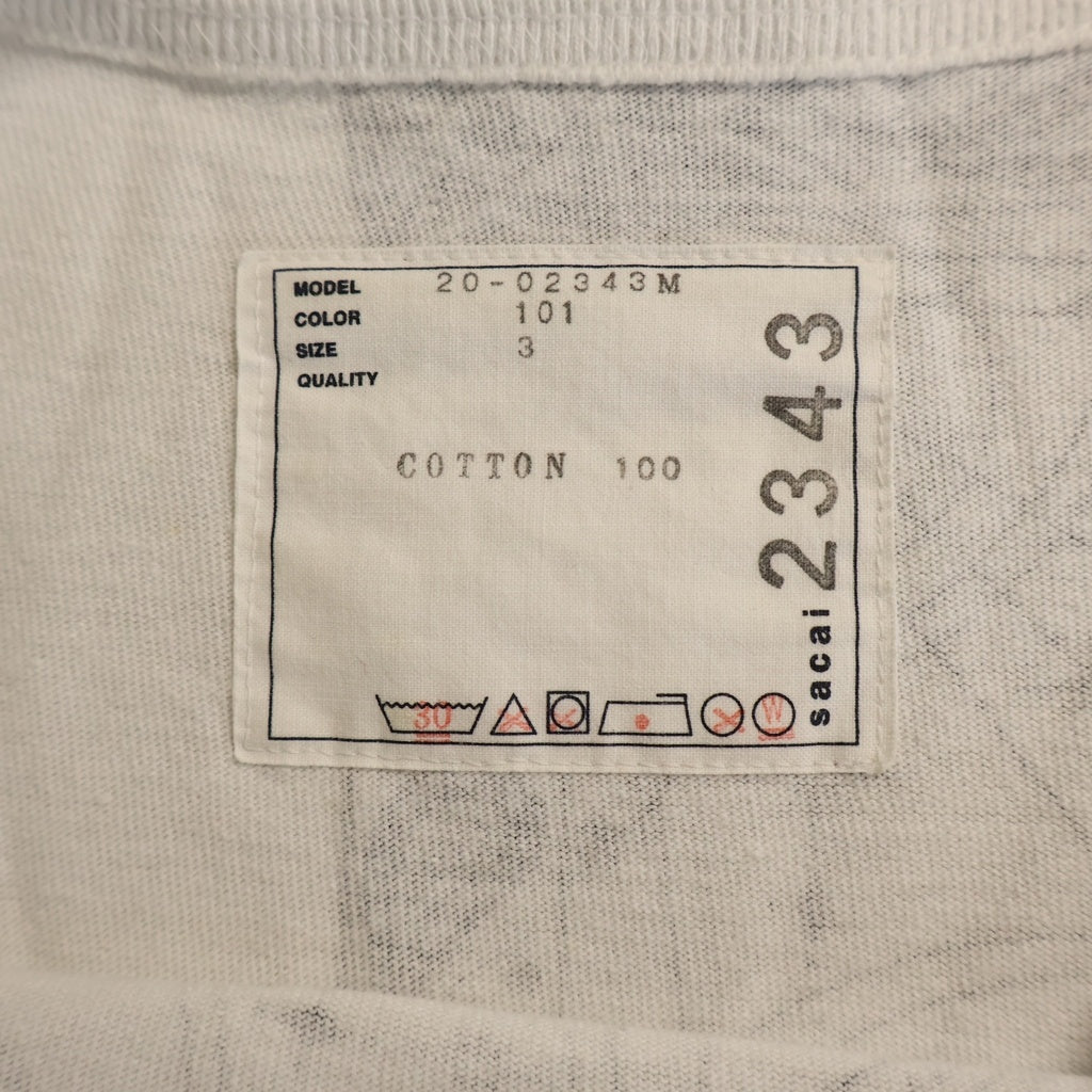 Sacai(サカイ) 20AW ×Dr.Woo Bandana Print T-Shirt ドクターウー バンダナ プリント 半袖Tシャツ カットソー ホワイト 20-02343M