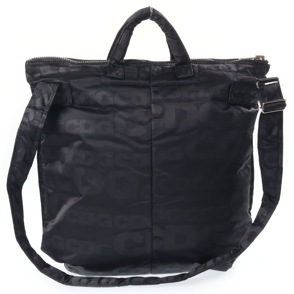 COMME des GARCONS(コムデギャルソン) ×PORTER HELMET BAG ポーター 総柄 ロゴ ナイロン 2WAY ハンドバッグ ショルダーバッグ ブラック SB-K 202