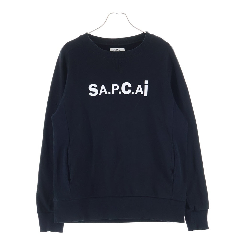 Sacai(サカイ) 21SS ×A.P.C. LOGO PRINT SWEAT CREW アーペーセー ロゴプリント クルーネック スウェットトレーナー ブラック 21E2-COEON-M27656