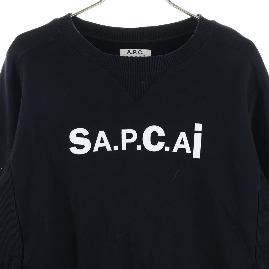 Sacai(サカイ) 21SS ×A.P.C. LOGO PRINT SWEAT CREW アーペーセー ロゴプリント クルーネック スウェットトレーナー ブラック 21E2-COEON-M27656