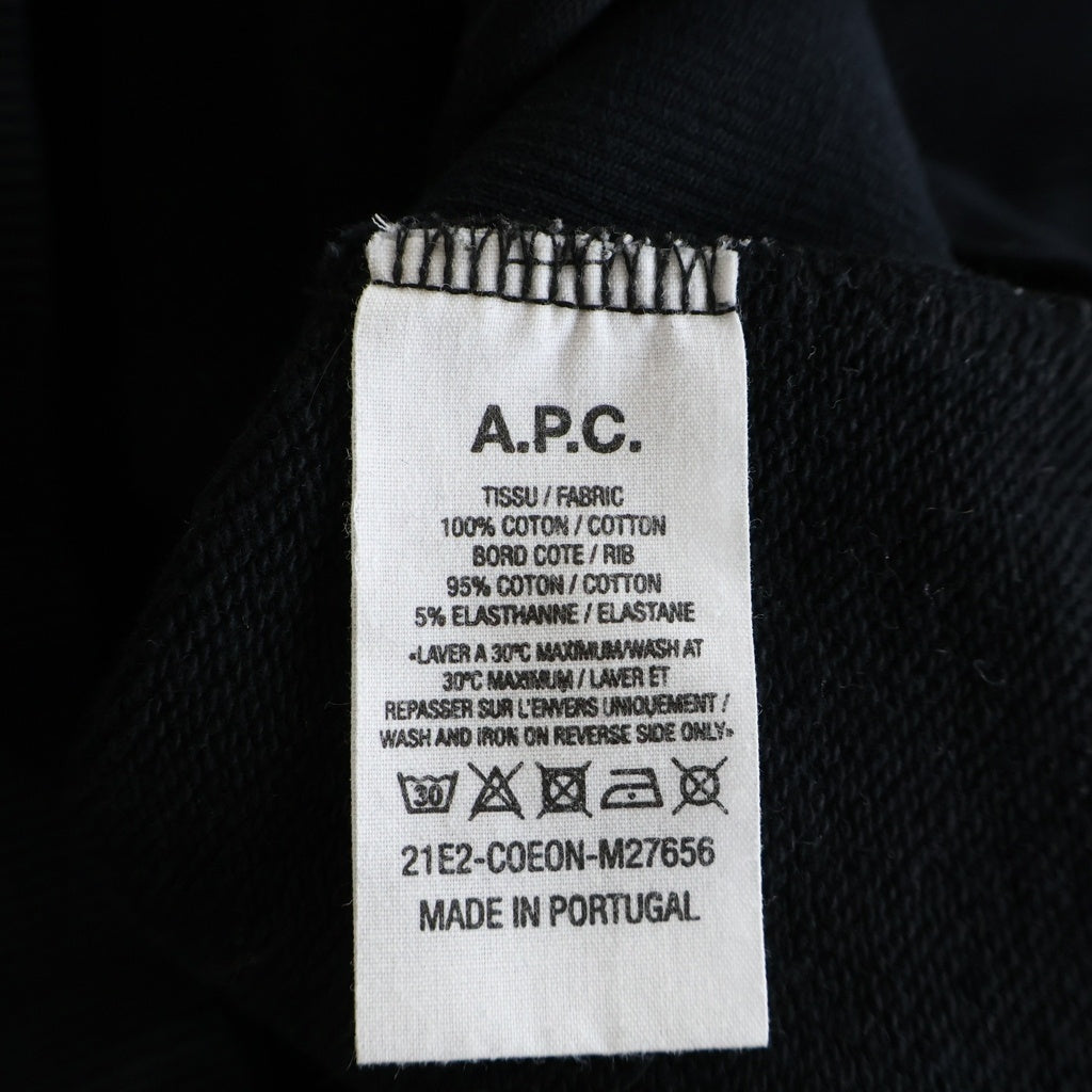 Sacai(サカイ) 21SS ×A.P.C. LOGO PRINT SWEAT CREW アーペーセー ロゴプリント クルーネック スウェットトレーナー ブラック 21E2-COEON-M27656