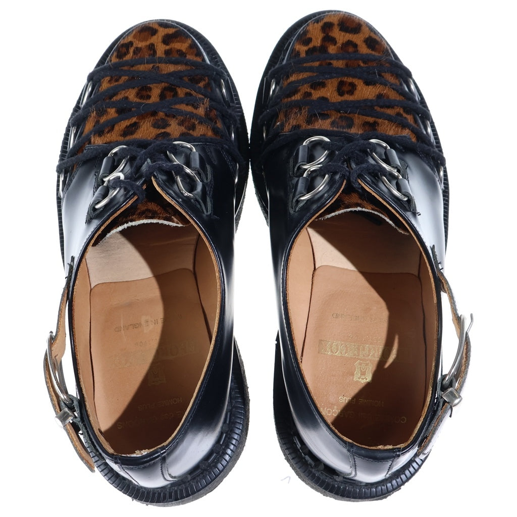 GEORGE COX(ジョージコックス) ×COMME des GARCONS HOMME PLUS コムデギャルソン オムプリュス Dリング クリーパーソール レオパード ハラコレザー シューズ ブラック PD-K123-001