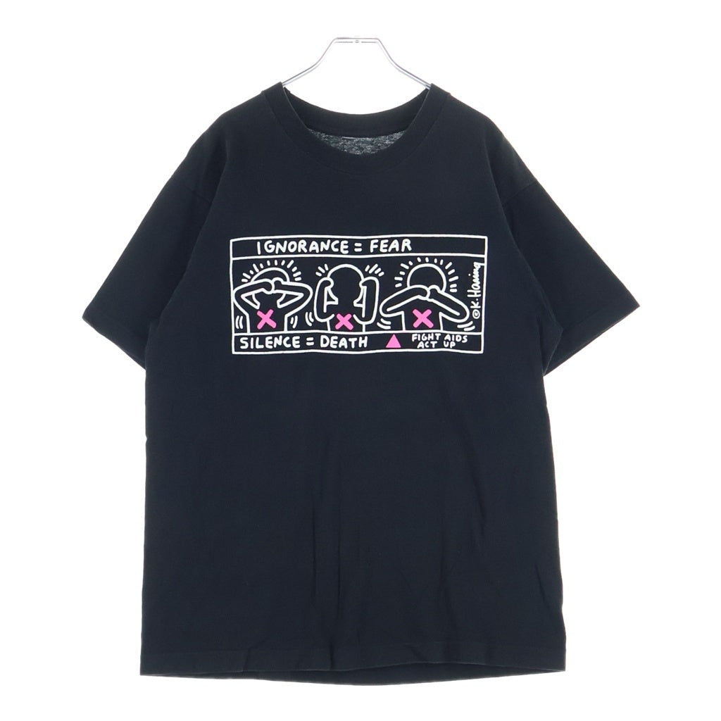 VINTAGE(ヴィンテージ) 80S KEITH HARING IGNORANCE = FEAR キースへリング プリント 半袖Tシャツ カットソー ブラック