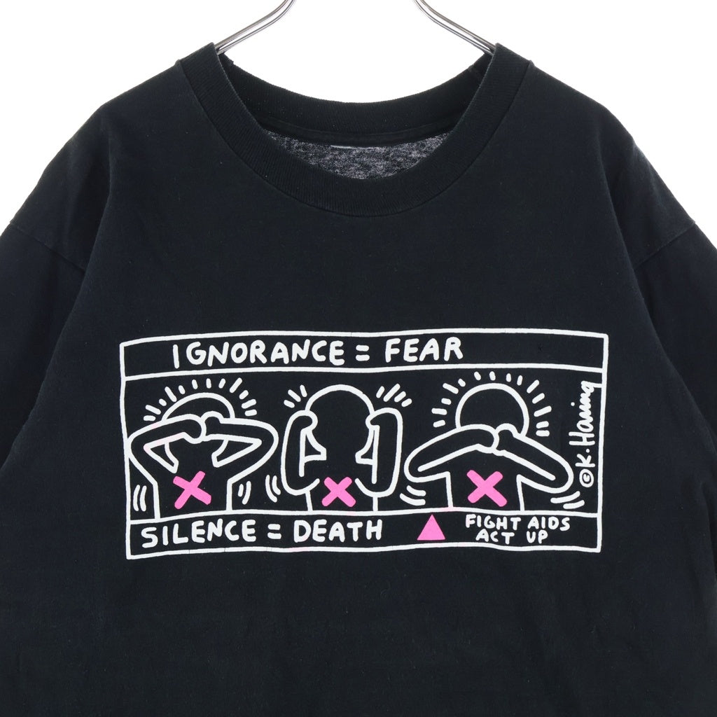 VINTAGE(ヴィンテージ) 80S KEITH HARING IGNORANCE = FEAR キースへリング プリント 半袖Tシャツ カットソー ブラック
