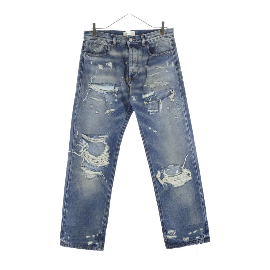 FAITH CONNEXION(フェイスコネクション) 18SS デストロイ ダメージ加工 ストレートデニムパンツ インディゴ M5501D08000