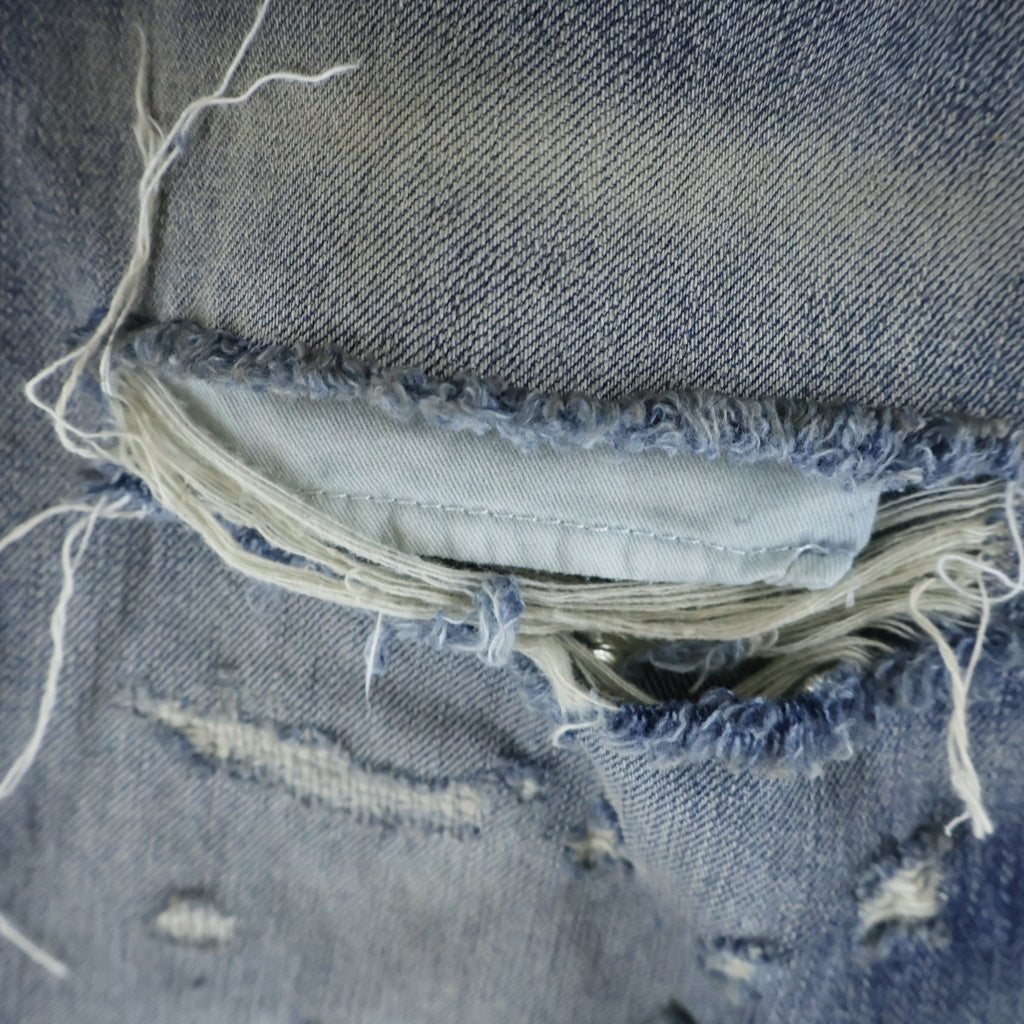 FAITH CONNEXION(フェイスコネクション) 18SS デストロイ ダメージ加工 ストレートデニムパンツ インディゴ M5501D08000