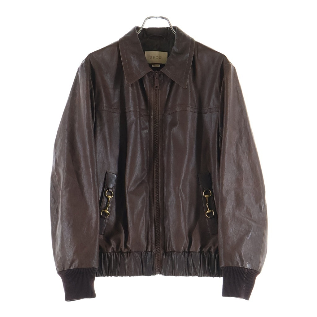 GUCCI(グッチ) ホースビット ラムレザー ボンバージャケット ブラウン 654913