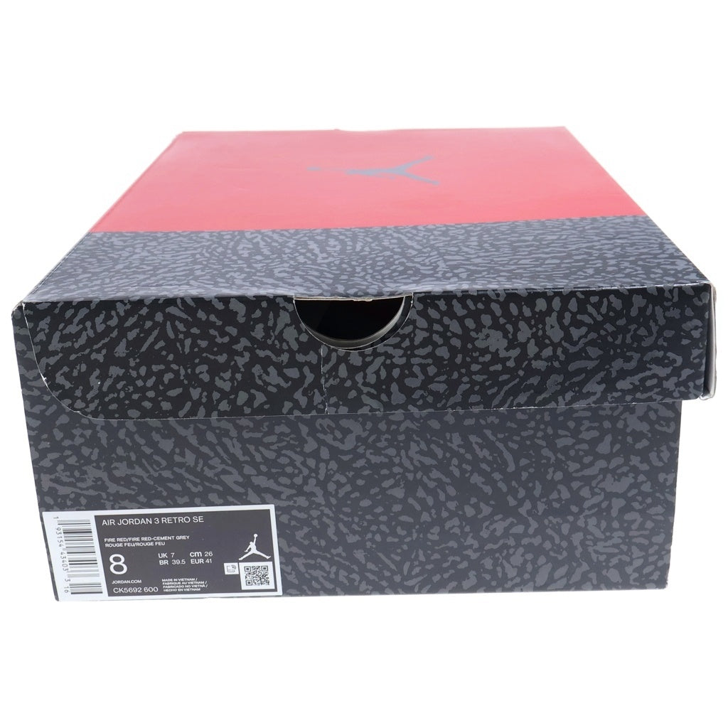 NIKE(ナイキ) AIR JORDAN 3 RETRO SE CK5692-600 エアジョーダン3 レトロ ミッドカットスニーカー レッド US8/26cm