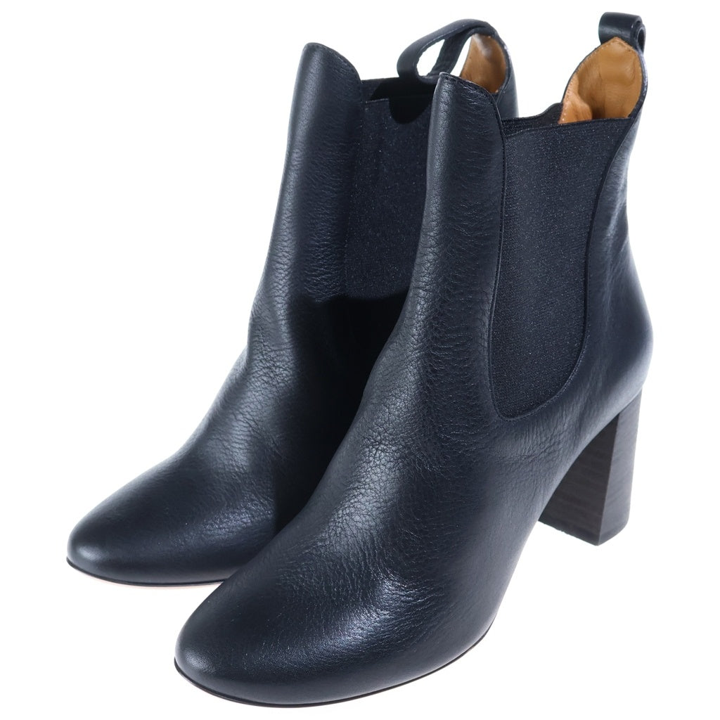 Chloe(クロエ) Leather Ankle Boots レザーアンクルブーツ ヒール シューズ サイドゴア ブラック レディース