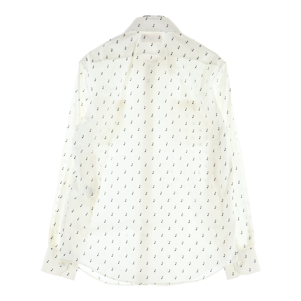 CELINE(セリーヌ) 19SS エディ期 Music Note Print Shirt ミュージックノートプリント長袖シャツ 音符 コットン ホワイト 2C012189D レディース