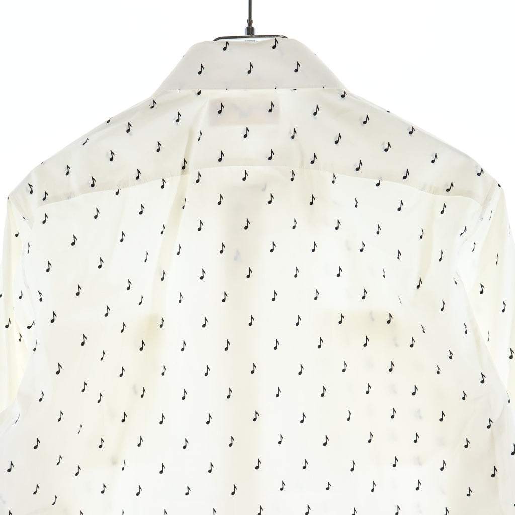CELINE(セリーヌ) 19SS エディ期 Music Note Print Shirt ミュージックノートプリント長袖シャツ 音符 コットン ホワイト 2C012189D レディース
