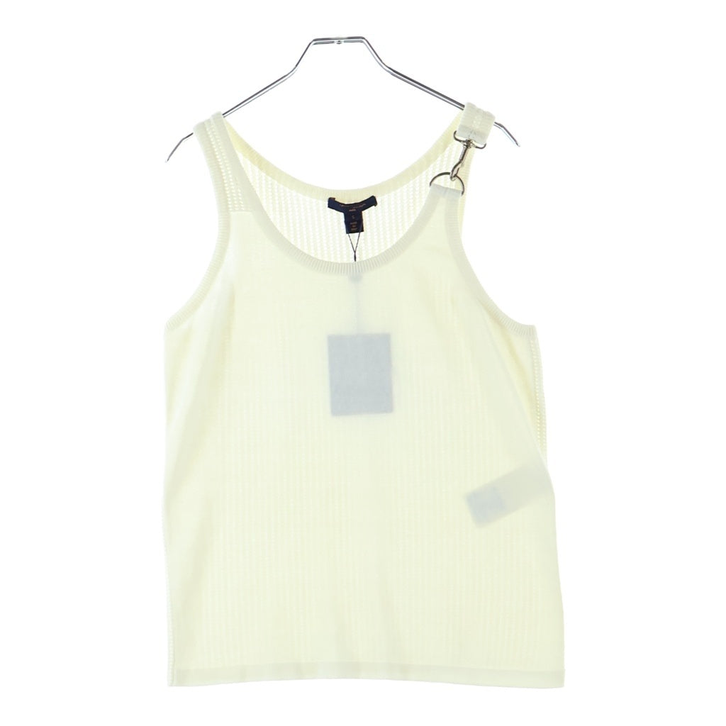 LOUIS VUITTON(ルイヴィトン) 21SS Sleeveless Mesh Top ノースリーブ メッシュ切り替えトップス タンクトップ コットン ナイロン ホワイト RW211B EO7 FKKW69 レディース