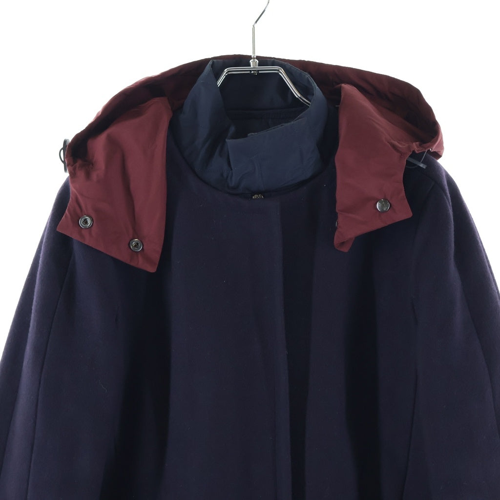 JIL SANDER NAVY(ジルサンダーネイビー) 15AW ナイロンドッキング ウールジップコート フード付き ネイビー CMJWHA0015 レディース