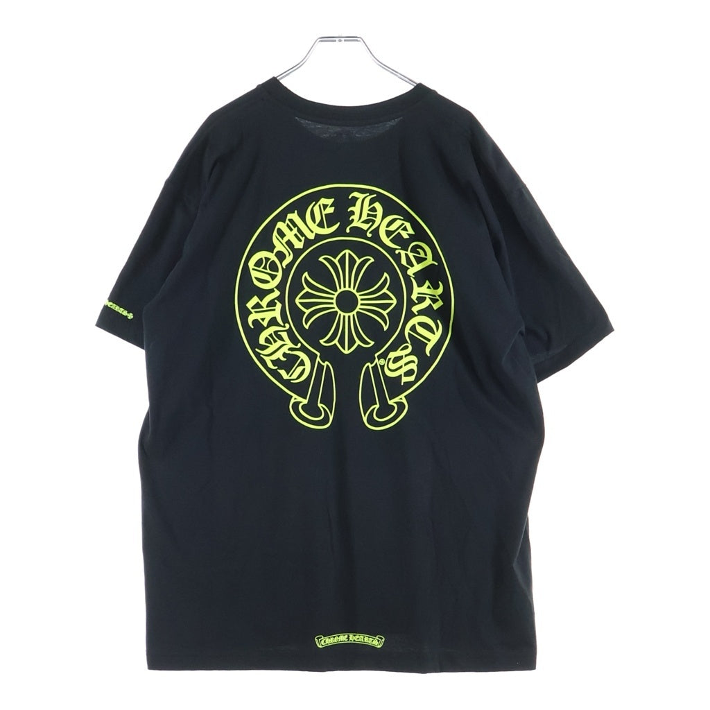 CHROME HEARTS(クロムハーツ) HORSESHOE S/S TEE BLACK/NEON YELLOW ホースシュー ショートスリーブ クルーネック 半袖Tシャツ ブラック/イエロー