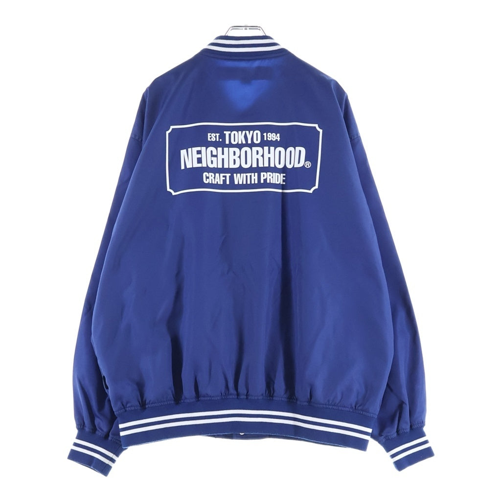 NEIGHBORHOOD(ネイバーフッド) 23SS BASEBALL JACKET ロゴプリント ナイロン ベースボールジャケット ブルゾン ブルー 231TSNH-JKM04