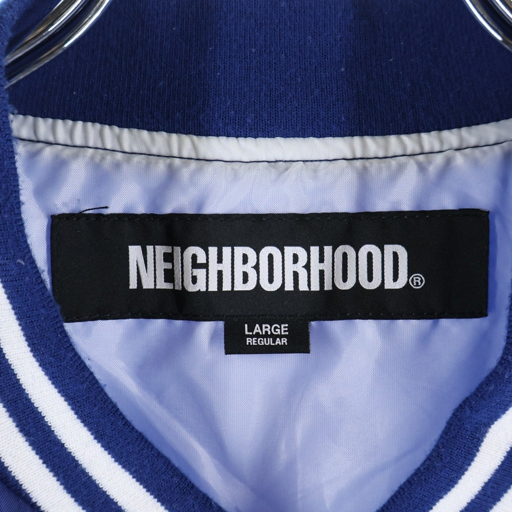 NEIGHBORHOOD(ネイバーフッド) 23SS BASEBALL JACKET ロゴプリント ナイロン ベースボールジャケット ブルゾン ブルー 231TSNH-JKM04