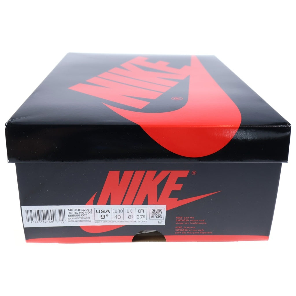 NIKE(ナイキ) AIR JORDAN 1 HIGH OG PATENT BRED 555088-063 エアジョーダン1 パテントブレッド レッド/ブラック US9.5/27.5cm