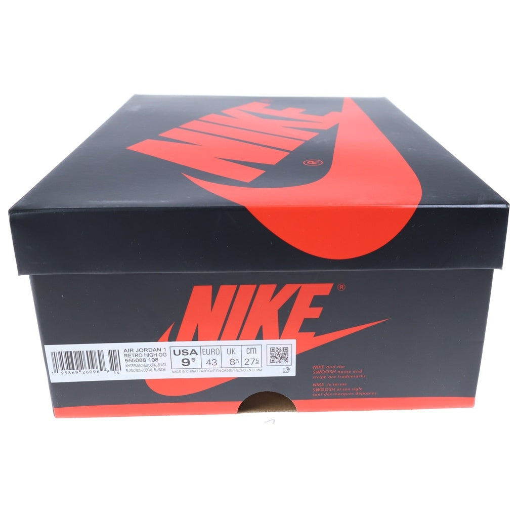 NIKE(ナイキ) AIR JORDAN 1 HIGH OG BLEACHED CORAL エアジョーダン1 ブリーチド コーラル ハイカットスニーカー ブラック/グレー US9.5/27.5cm 555088-108
