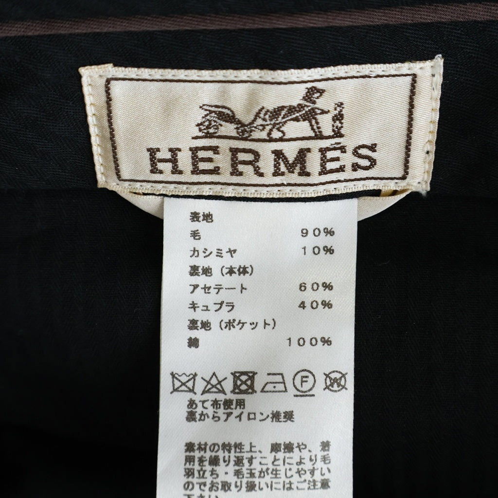 HERMES(エルメス) 20AW カシミア混 Nagoya ウール ワイドスラックスパンツ ブラック