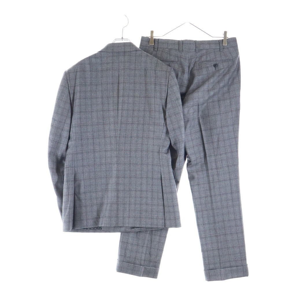 Casely-Hayford(ケイスリーヘイフォード) ピークドラペル 2B 裏地ドット チェック テーラードジャケット スラックスパンツ グレー