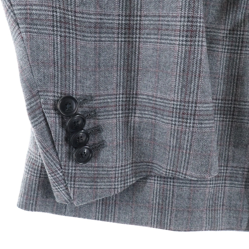 Casely-Hayford(ケイスリーヘイフォード) ピークドラペル 2B 裏地ドット チェック テーラードジャケット スラックスパンツ グレー