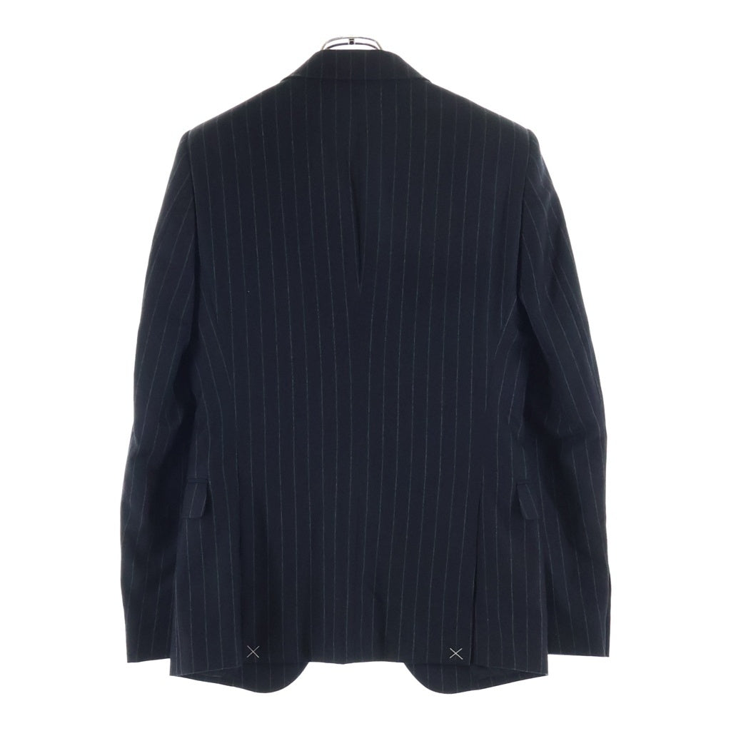 Alexander McQueen(アレキサンダーマックイーン) ピークドラペル 1B ストライプ カシミア混 ウール テーラードジャケット ブラック 273029