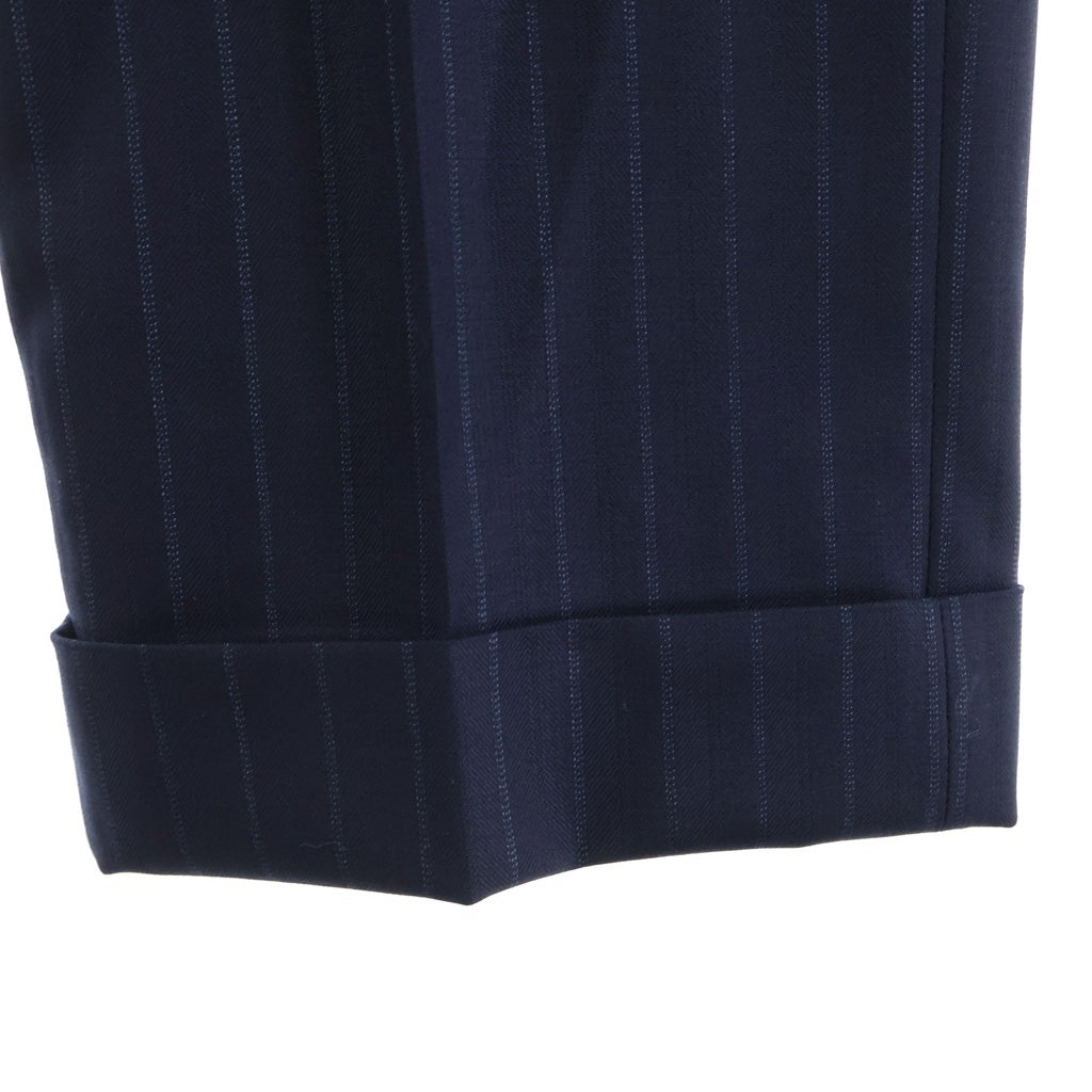 Casely-Hayford(ケイスリーヘイフォード) ピークドラペル 2B 裏地ドット ストライプ テーラードジャケット スラックスパンツ ネイビー