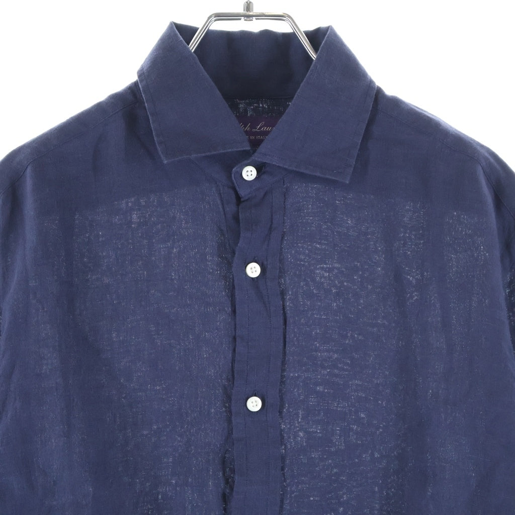 RALPH LAUREN PURPLE LABEL(ラルフローレン パープルレーベル) リネン 長袖シャツ ネイビー