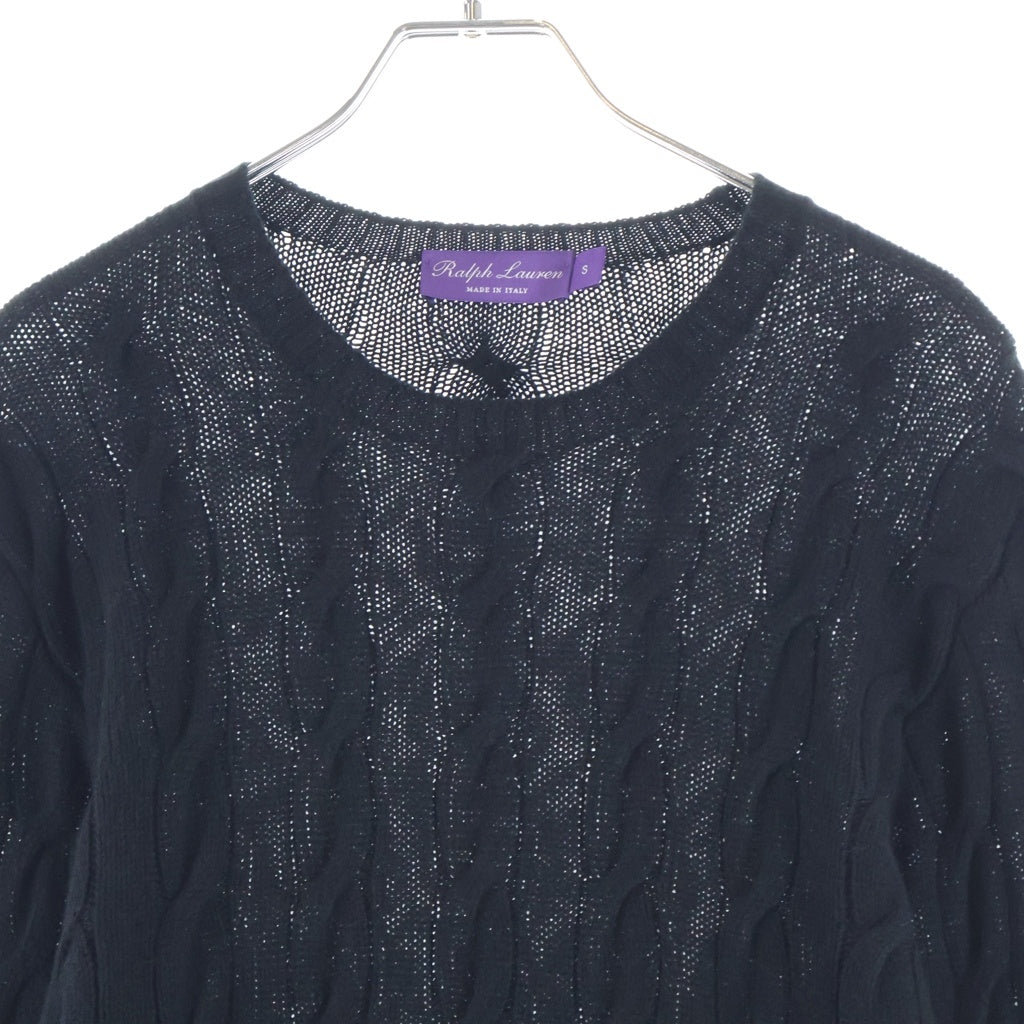 RALPH LAUREN PURPLE LABEL(ラルフローレン パープルレーベル) カシミア ケーブルニットセーター ブラック