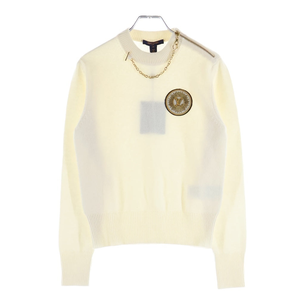 LOUIS VUITTON(ルイヴィトン) チェーンディテールロゴパッチカシミヤニット アイボリー #XS RW222W FZ3 FNKL36 レディース