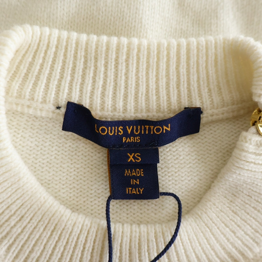 LOUIS VUITTON(ルイヴィトン) チェーンディテールロゴパッチカシミヤニット アイボリー #XS RW222W FZ3 FNKL36 レディース