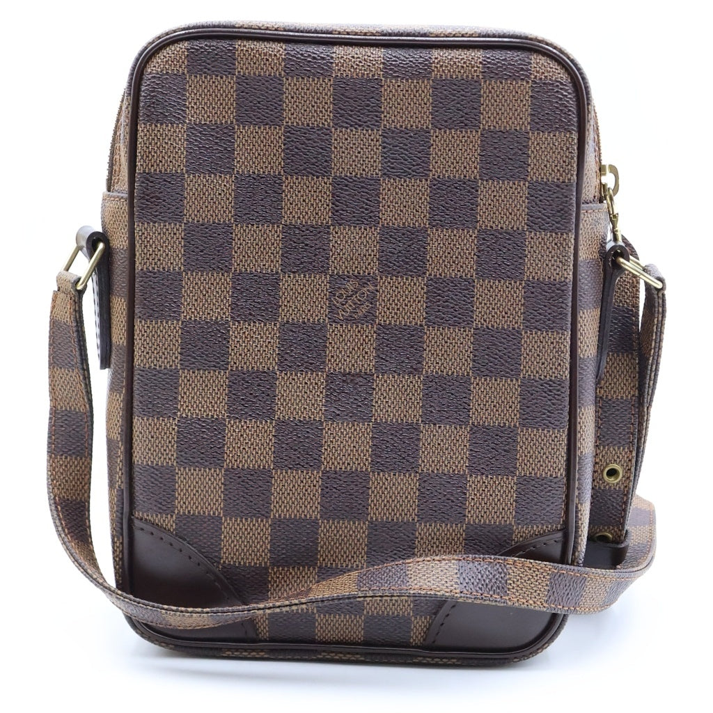LOUIS VUITTON(ルイヴィトン) ダミエ アマゾン ショルダーバッグ ミニバッグ ブラウン レザー×PVC N48074 ゴールド金具 レディース