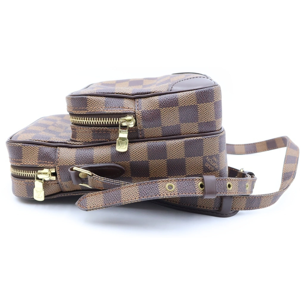 LOUIS VUITTON(ルイヴィトン) ダミエ アマゾン ショルダーバッグ ミニバッグ ブラウン レザー×PVC N48074 ゴールド金具 レディース