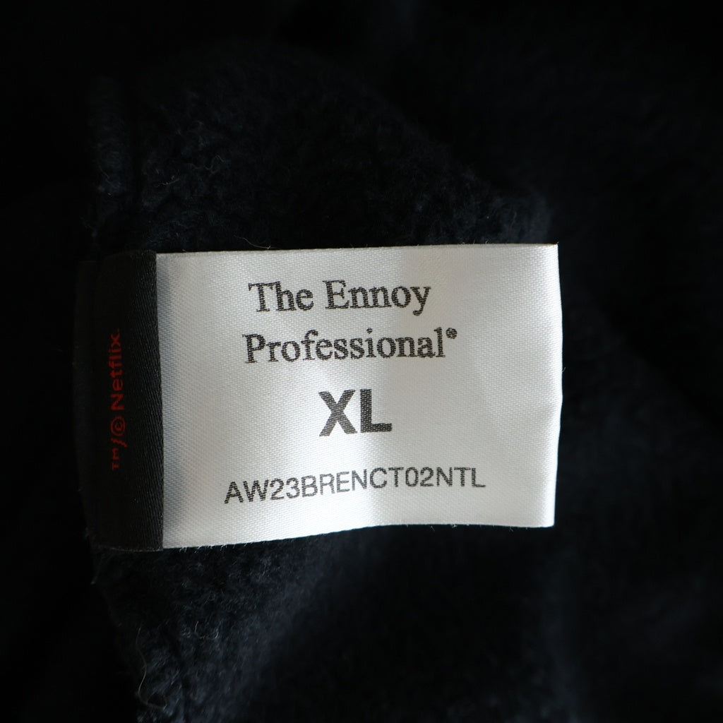 The Ennoy Professional(エンノイプロフェッショナル) 23AW ×Netflix ×スタイリスト私物 ロゴ刺繍プルオーバーパーカー ブラック AW23BRENCT02NTL