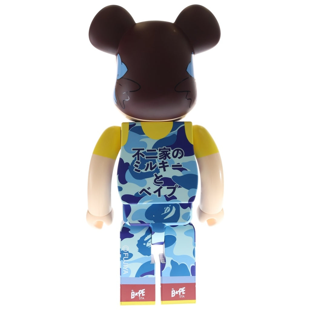 BE@RBRICK(ベアブリック) ×BAPE ×不二家 ABC CAMO PEKO BLUE ベイプ ペコちゃん カモフラ柄 ベアブリック 1000% フィギュア 人形 ブルー 箱