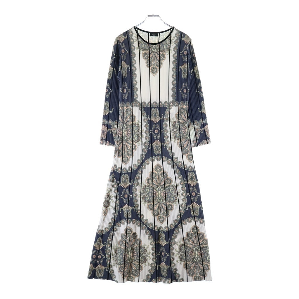 ETRO(エトロ) ペイズリー総柄プリーツ 長袖ロングワンピース マルチカラー #40 レディース