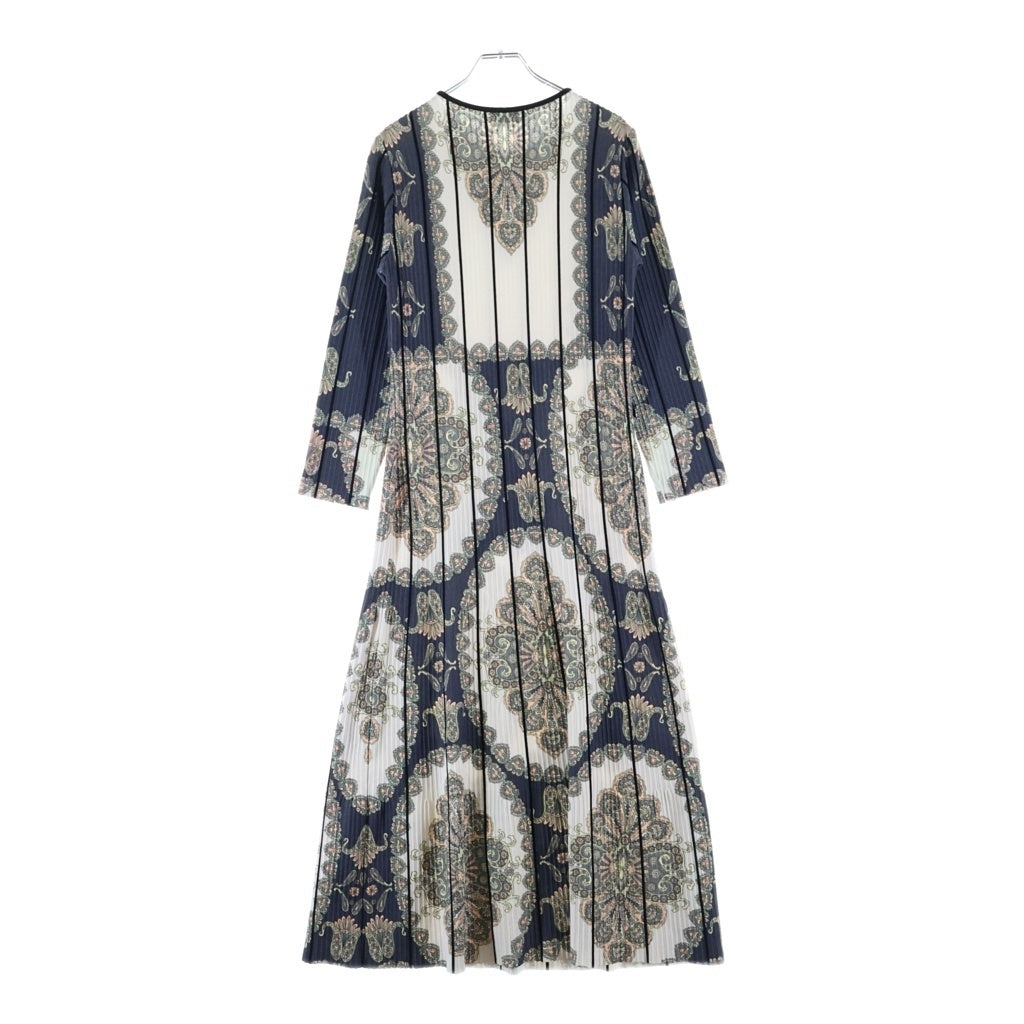 ETRO(エトロ) ペイズリー総柄プリーツ 長袖ロングワンピース マルチカラー #40 レディース