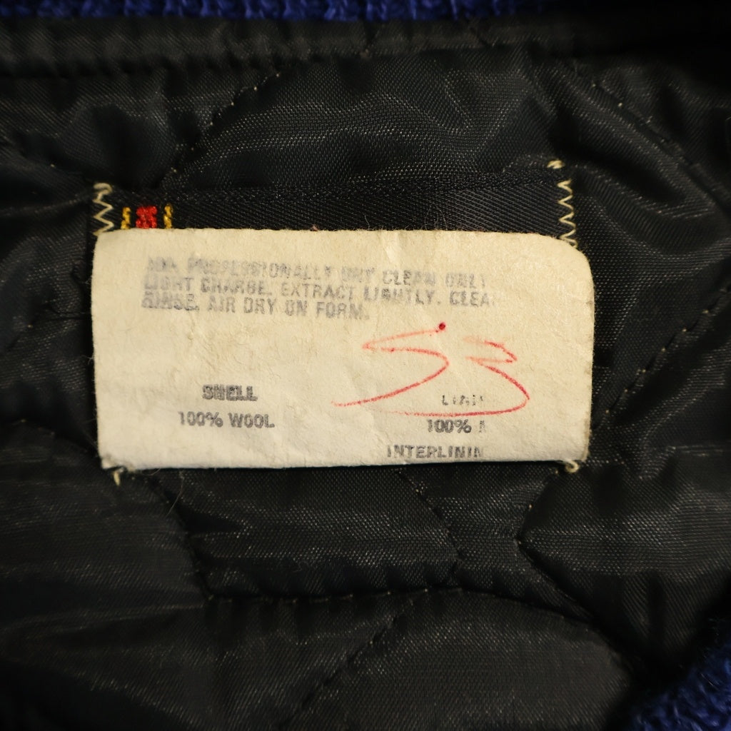 VINTAGE(ヴィンテージ) 80S BUTWIN バトウィン 日本製 袖レザードッキング パッチデザイン 裏地キルティング ボタン スタジャン ブルゾン ブルー/ホワイト