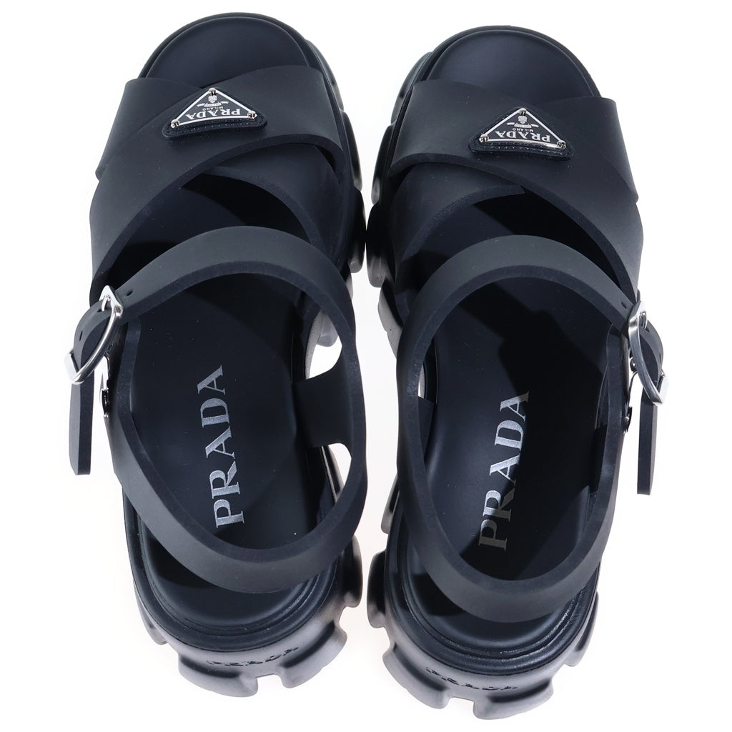 PRADA(プラダ) モノリス トライアングルロゴ ラバーサンダル ブラック
