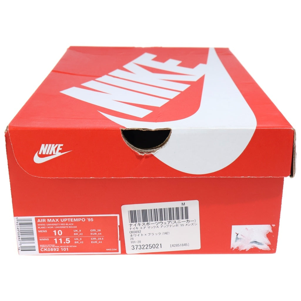NIKE(ナイキ) AIR MAX UPTEMPO 95 CK0892-101 エアマックスアップテンポ95 ハイカットスニーカー ホワイト/レッド US10/28cm