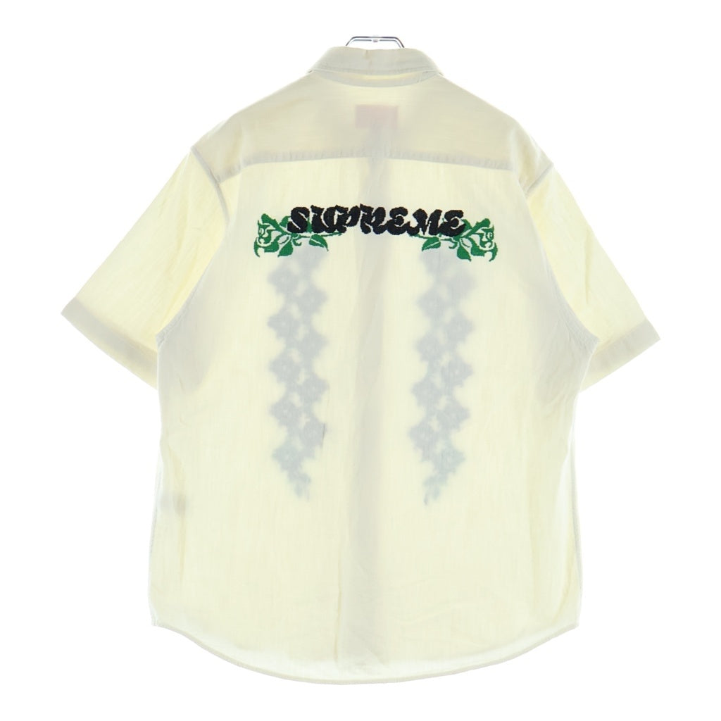 SUPREME(シュプリーム) 23SS Needlepoint S/S Shirt ニードルポイント バラ刺繍 半袖シャツ アイボリー